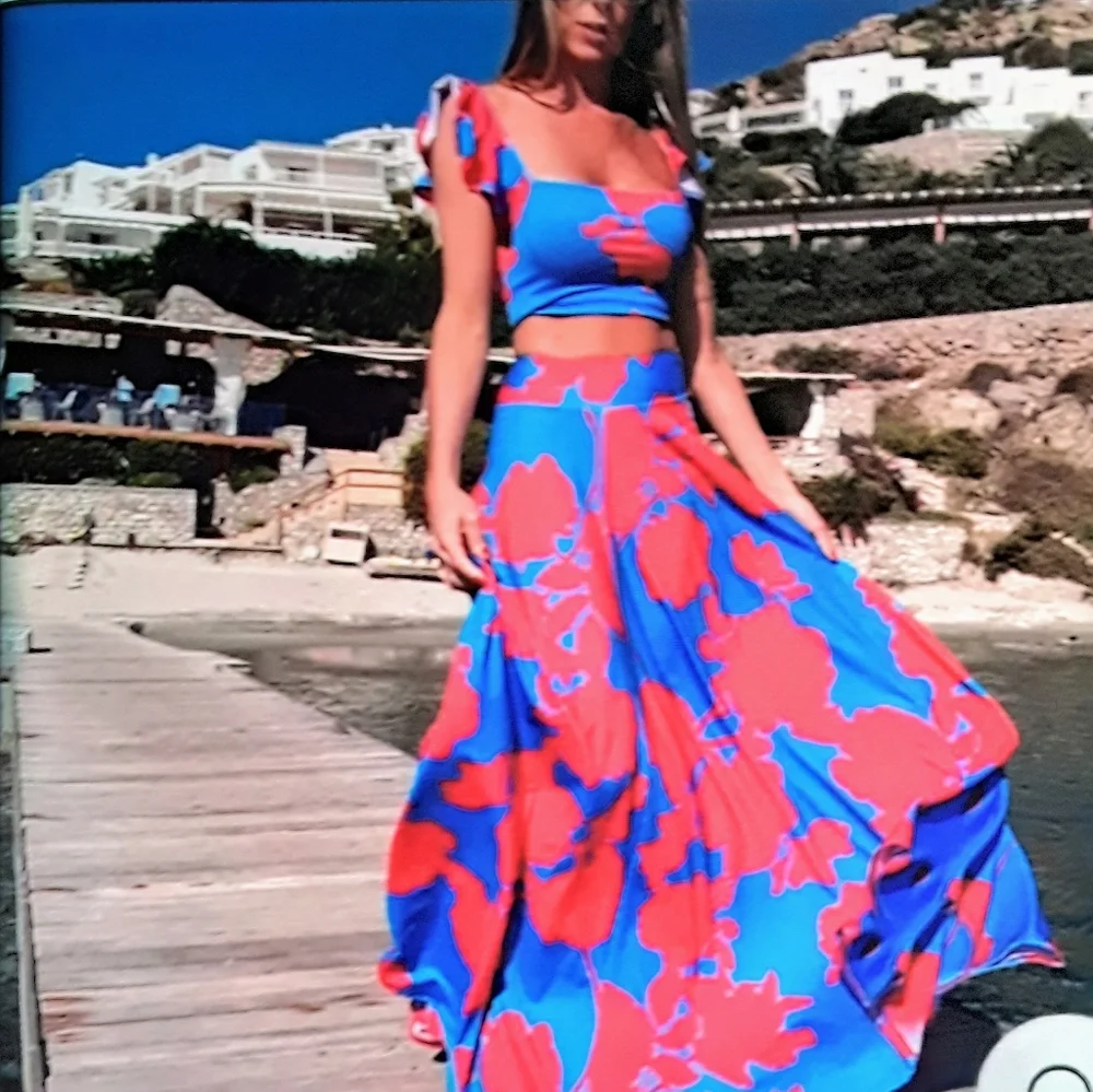 Two Piece womens fashion printed strapless dress๐Vacation Calling!!!!๐ - Picture 1 of 7